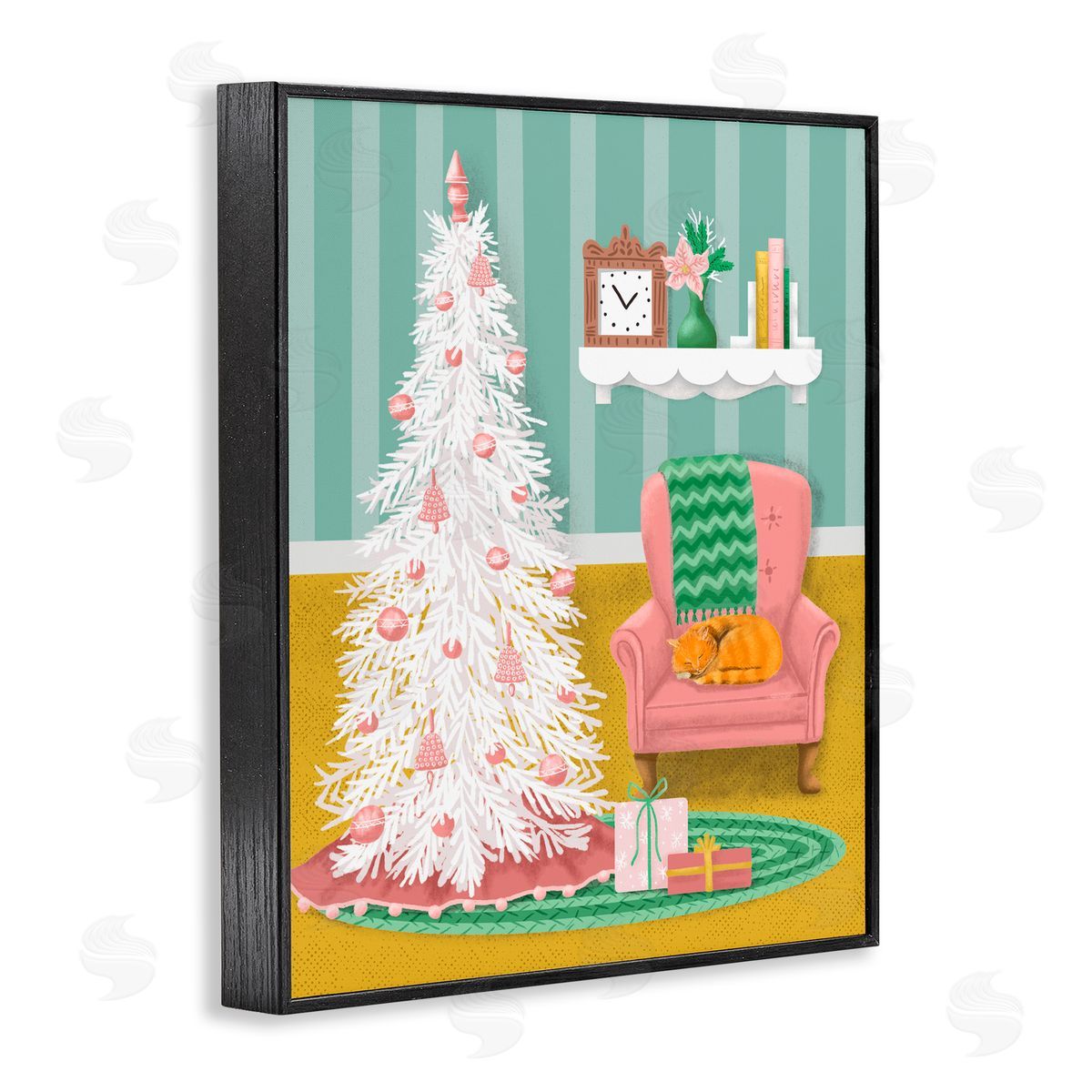 Jilly Jack Designs Pink Cozy Christmas Tree Interior Canvas Wall Art Print