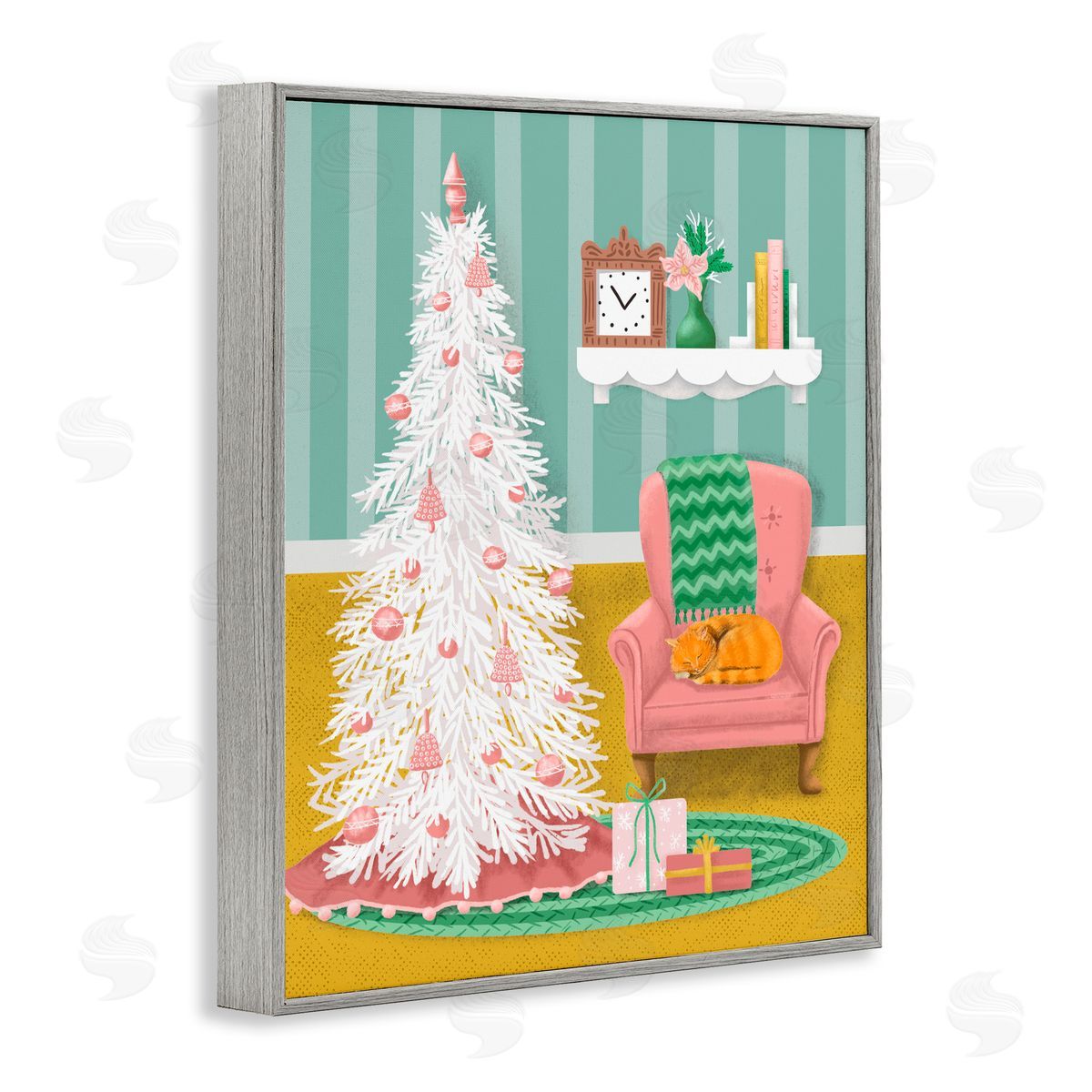 Jilly Jack Designs Pink Cozy Christmas Tree Interior Canvas Wall Art Print