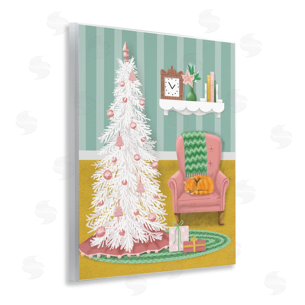 Jilly Jack Designs Pink Cozy Christmas Tree Interior Canvas Wall Art Print