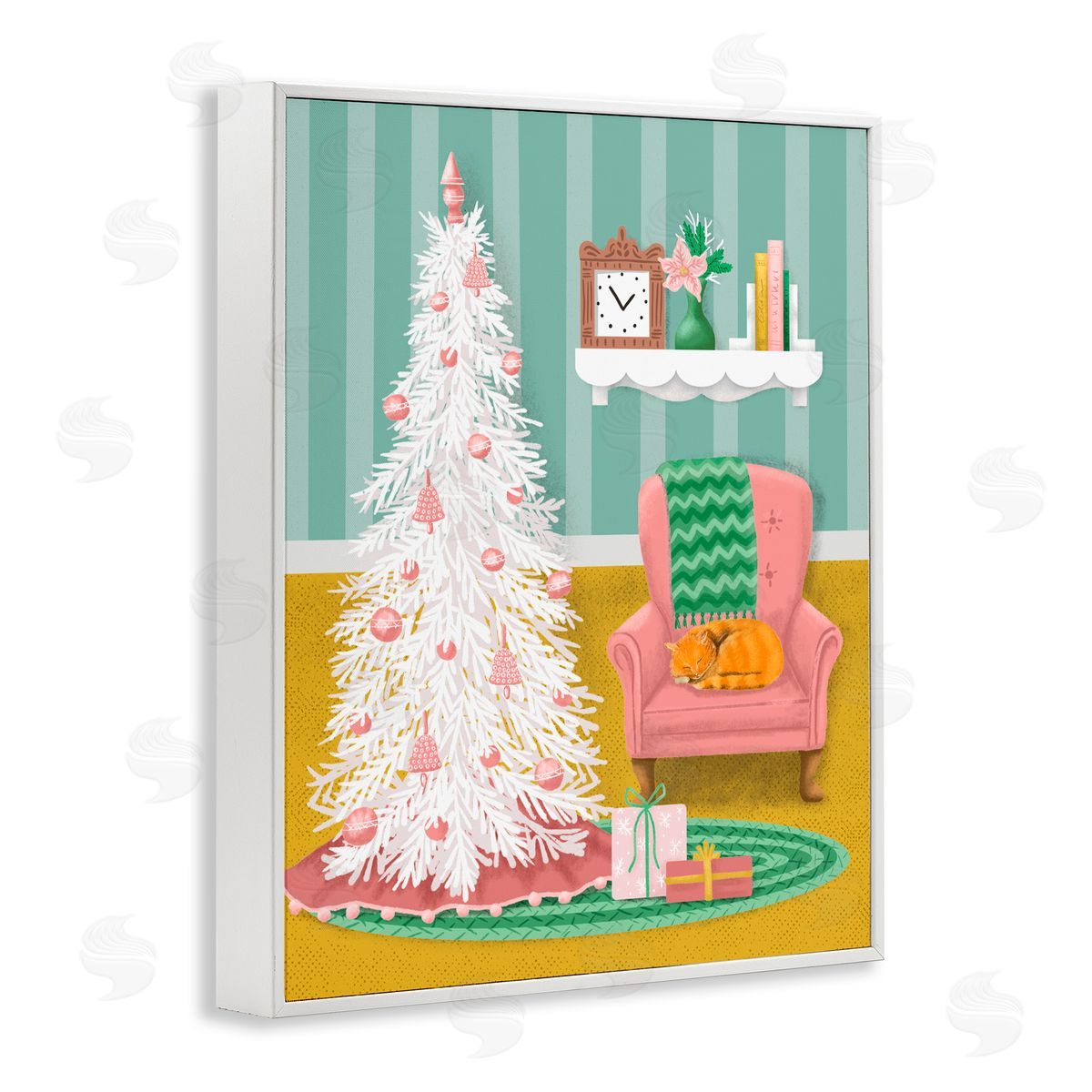 Jilly Jack Designs Pink Cozy Christmas Tree Interior Canvas Wall Art Print
