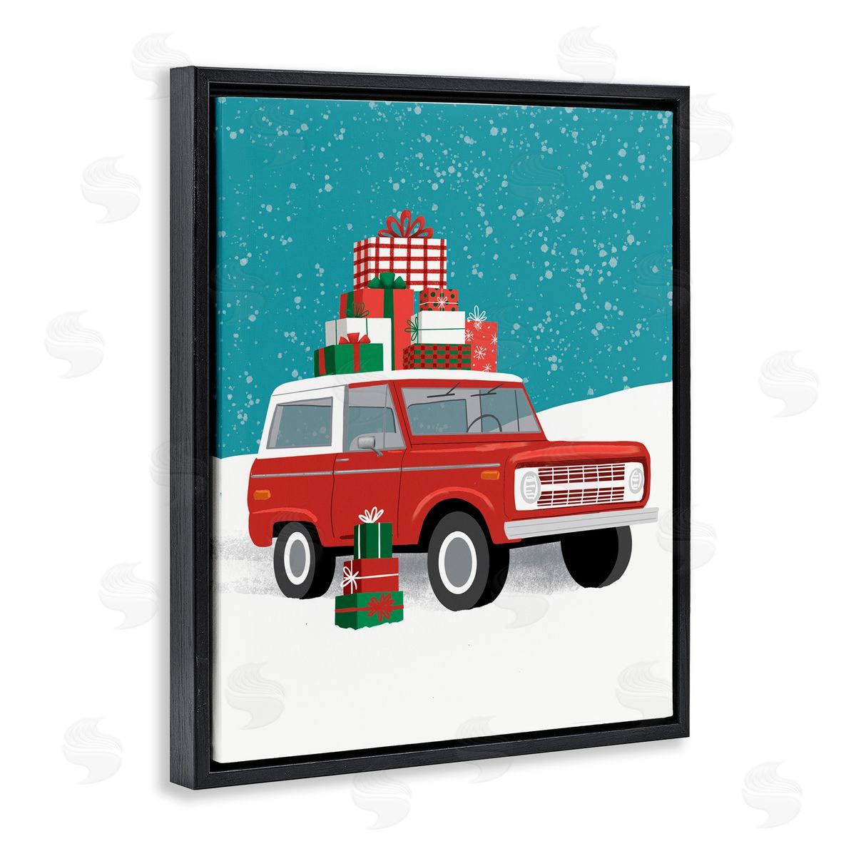 Jilly Jack Designs Red SUV Christmas Time Canvas Wall Art Print