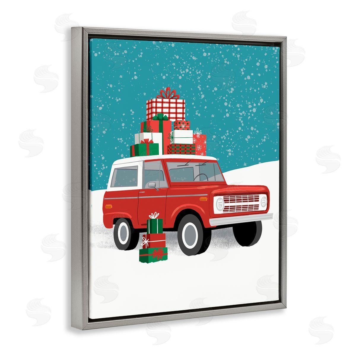 Jilly Jack Designs Red SUV Christmas Time Canvas Wall Art Print