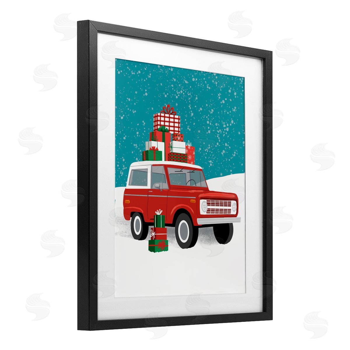 Jilly Jack Designs Red SUV Christmas Time Canvas Wall Art Print