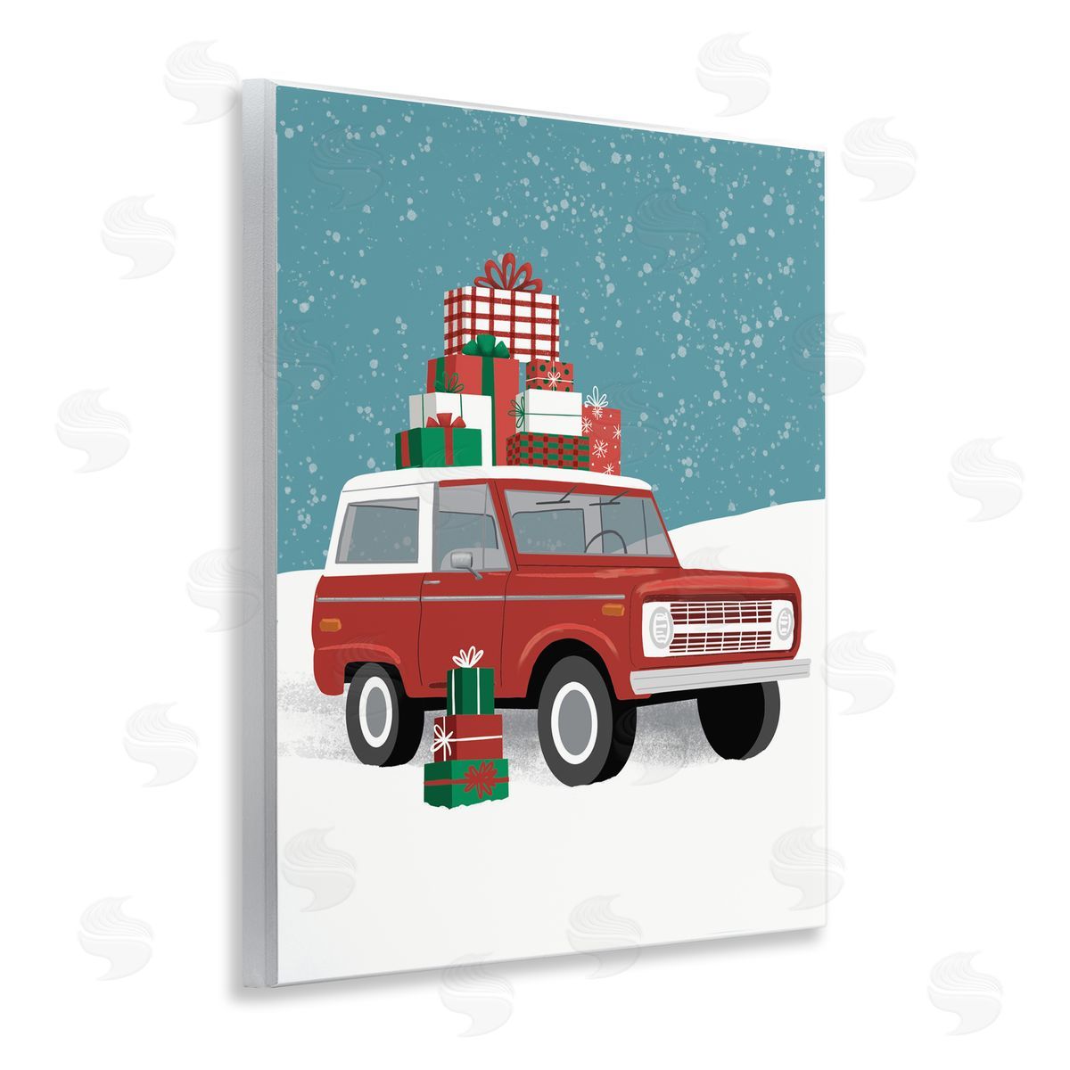Jilly Jack Designs Red SUV Christmas Time Canvas Wall Art Print