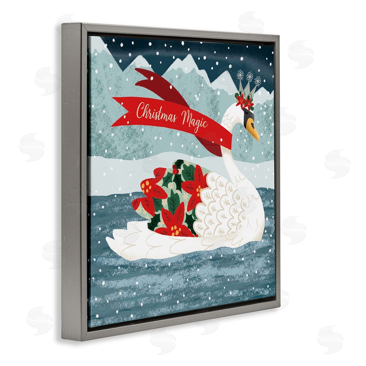 Jilly Jack Designs Christmas Magic Enchanted Swan Canvas Wall Art Print