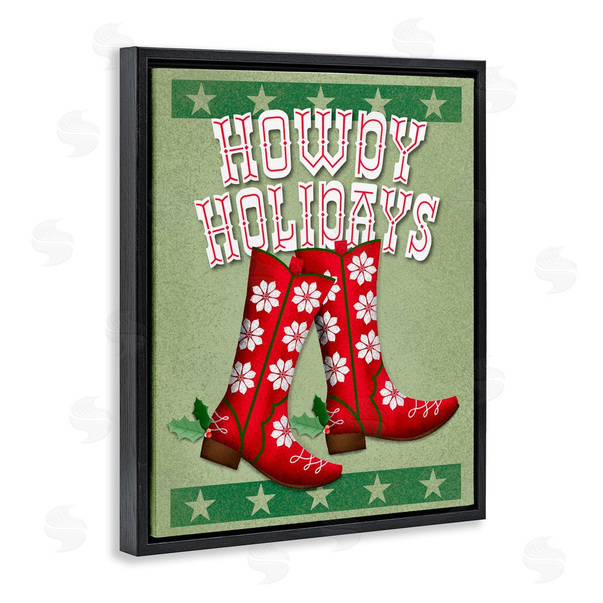 Jilly Jack Designs Howdy Holidays Cowboy Boots Canvas Wall Art Print
