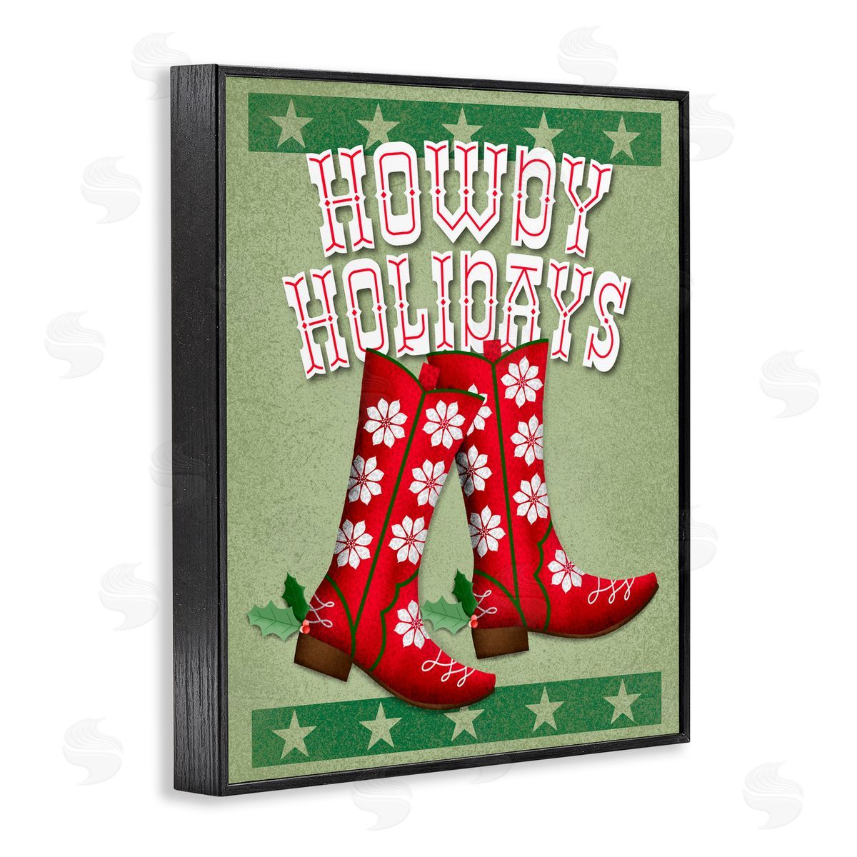 Jilly Jack Designs Howdy Holidays Cowboy Boots Canvas Wall Art Print