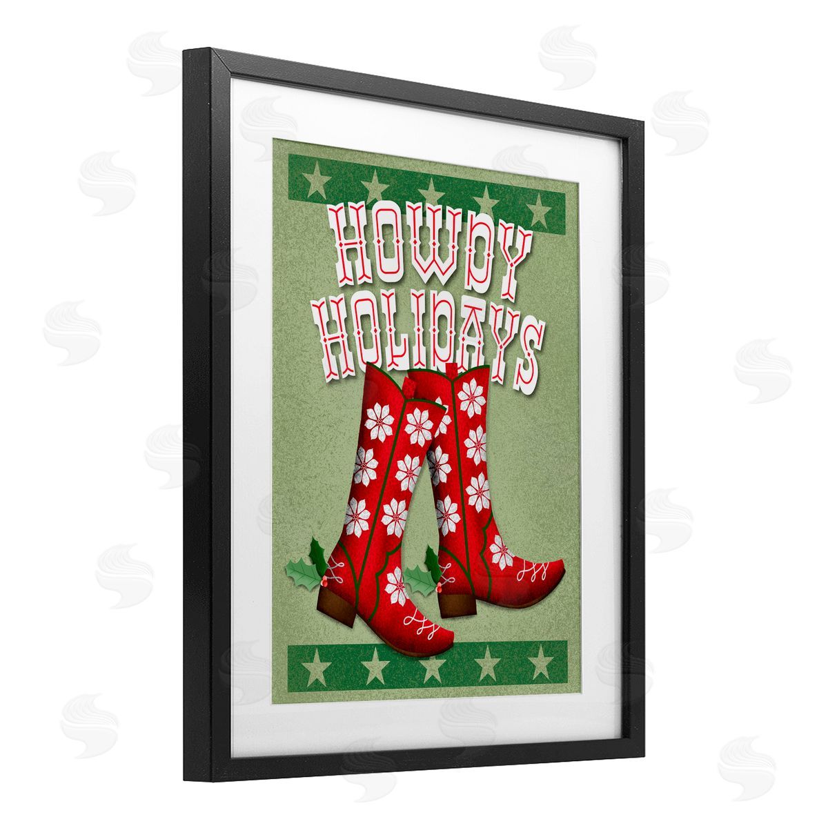 Jilly Jack Designs Howdy Holidays Cowboy Boots Canvas Wall Art Print