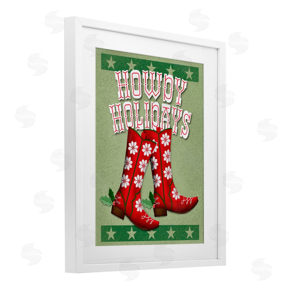 Jilly Jack Designs Howdy Holidays Cowboy Boots Canvas Wall Art Print
