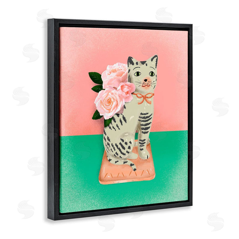 Jilly Jack Designs | Vintage Cat Sculpture Pink & Green