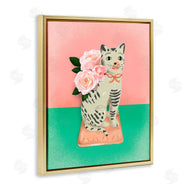 Jilly Jack Designs | Vintage Cat Sculpture Pink & Green
