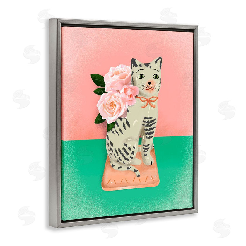 Jilly Jack Designs | Vintage Cat Sculpture Pink & Green