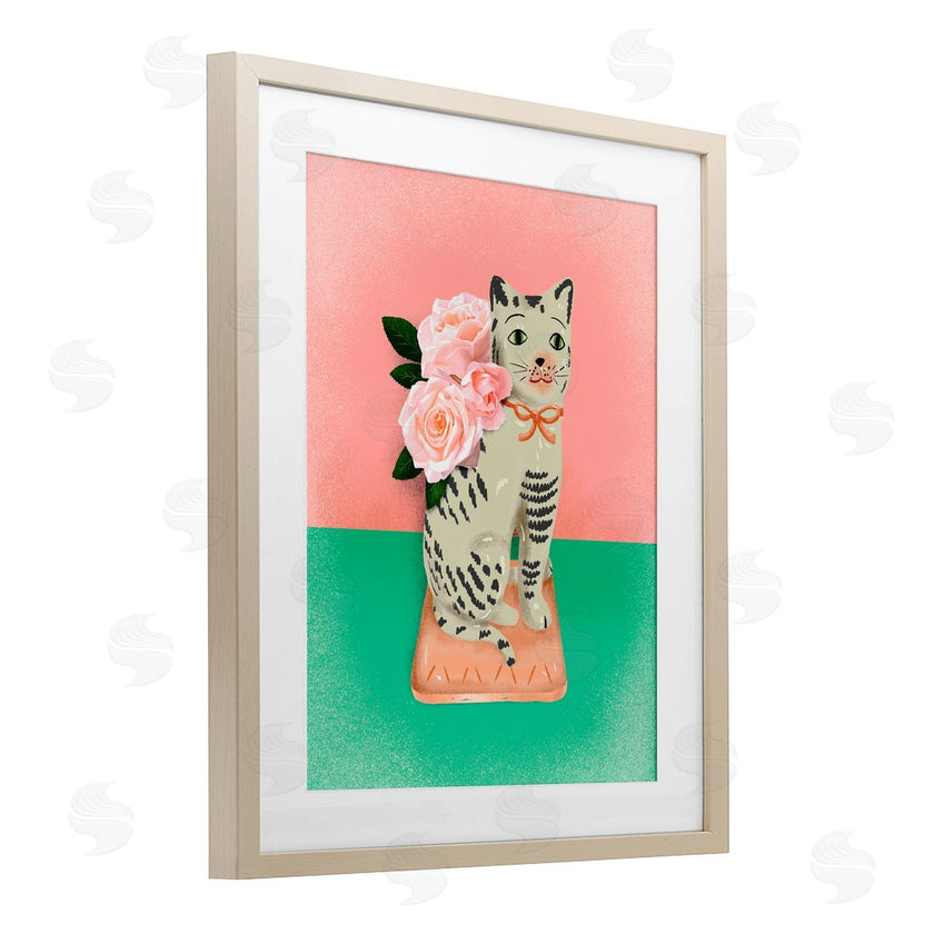 Jilly Jack Designs | Vintage Cat Sculpture Pink & Green