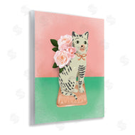 Jilly Jack Designs | Vintage Cat Sculpture Pink & Green