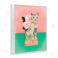 Jilly Jack Designs | Vintage Cat Sculpture Pink & Green