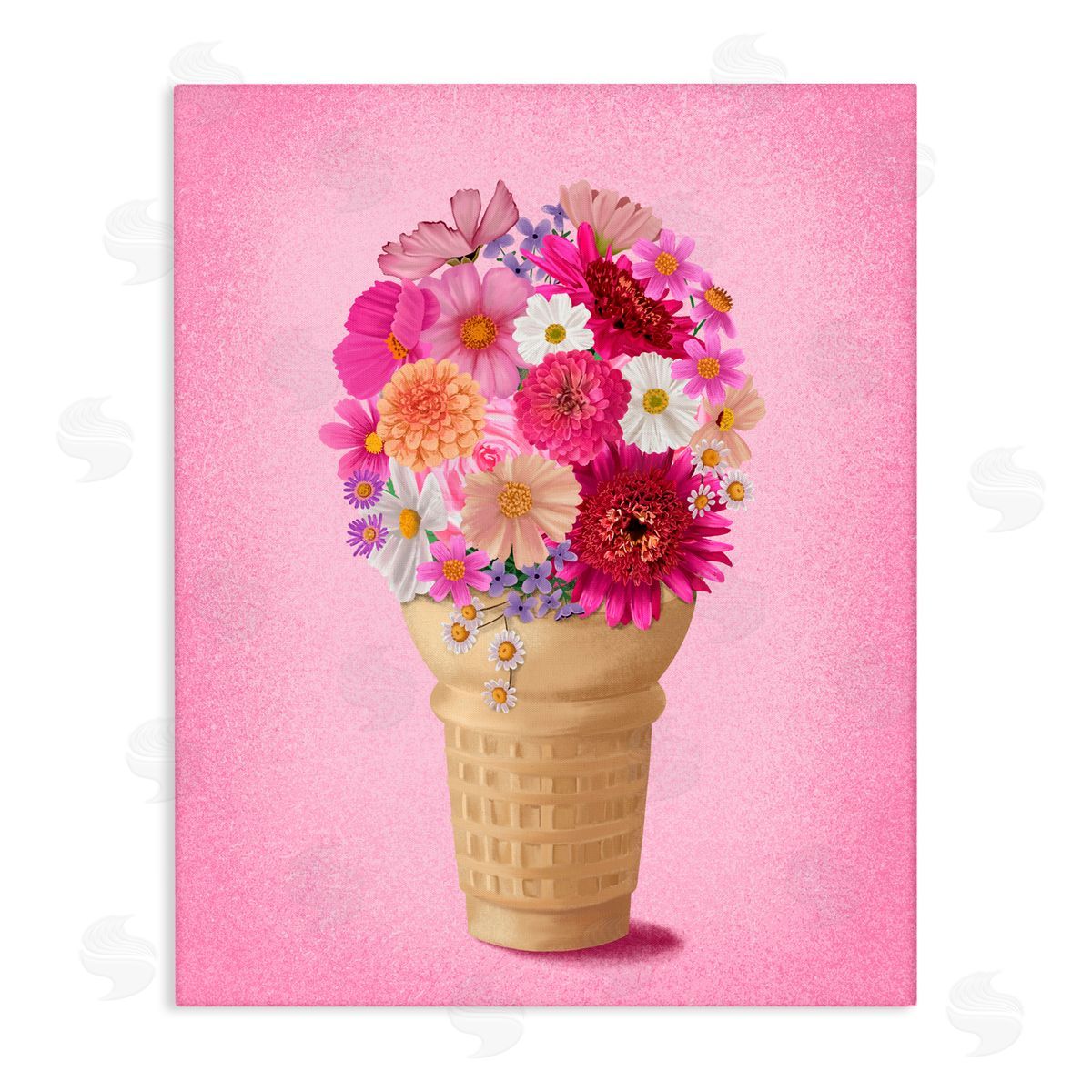 Jilly Jack Designs Waffle Cone Flower Bouquet Canvas Wall Art Print