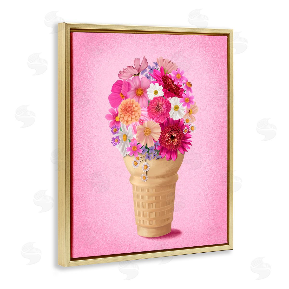 Jilly Jack Designs Waffle Cone Flower Bouquet Canvas Wall Art Print