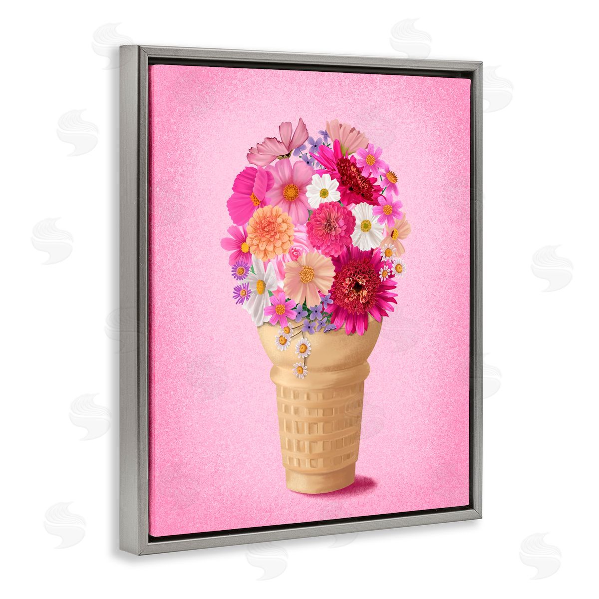Jilly Jack Designs Waffle Cone Flower Bouquet Canvas Wall Art Print