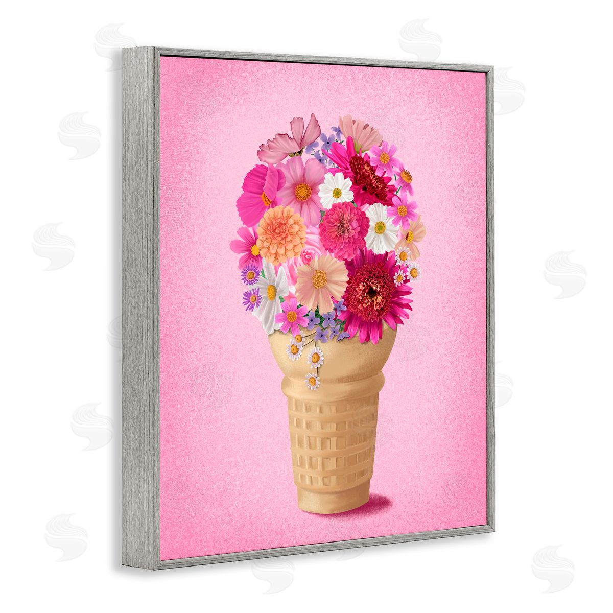 Jilly Jack Designs Waffle Cone Flower Bouquet Canvas Wall Art Print