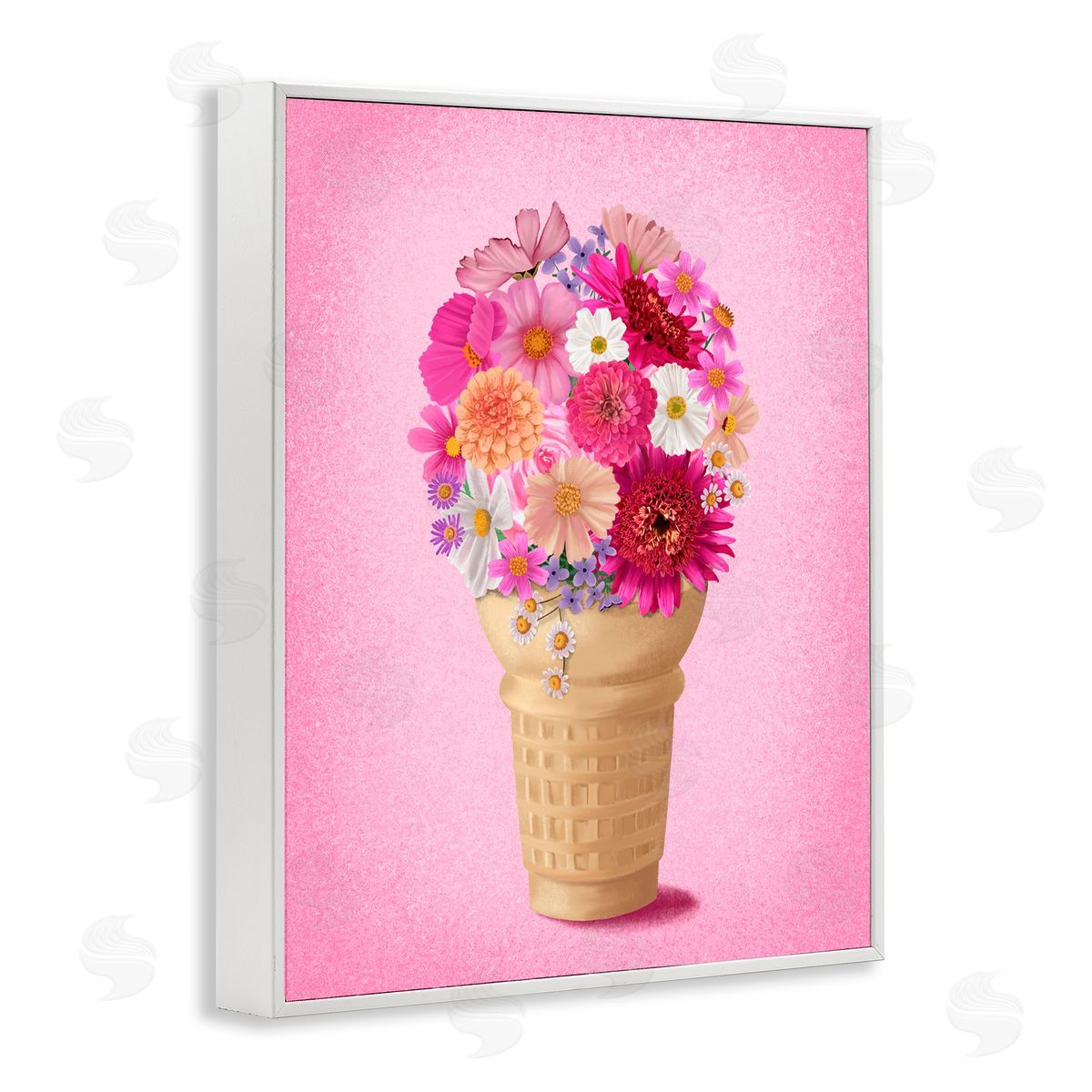 Jilly Jack Designs Waffle Cone Flower Bouquet Canvas Wall Art Print
