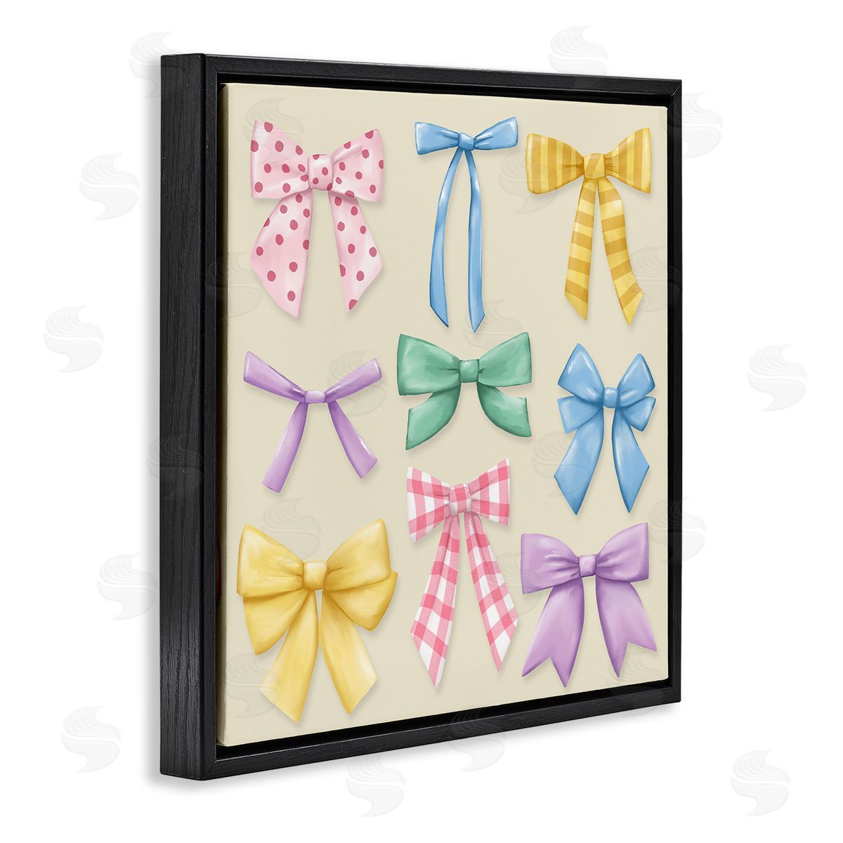 Jilly Jack Designs Pretty Bows Differing Patterns Canvas Wall Art Print