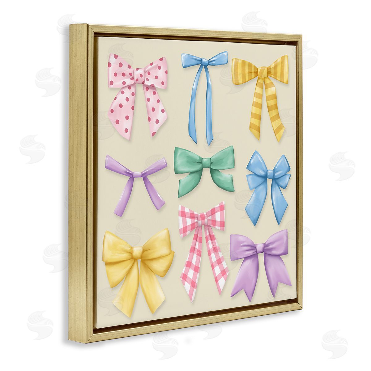 Jilly Jack Designs Pretty Bows Differing Patterns Canvas Wall Art Print