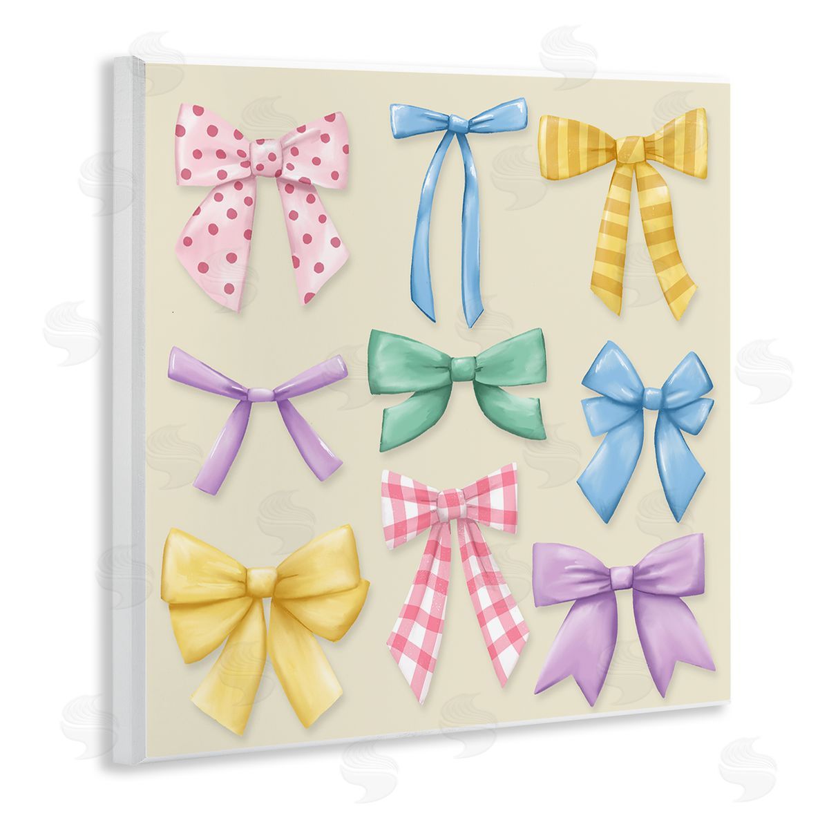 Jilly Jack Designs Pretty Bows Differing Patterns Canvas Wall Art Print