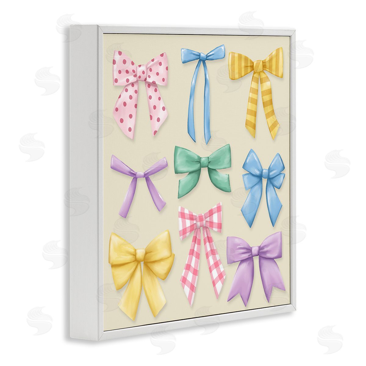 Jilly Jack Designs Pretty Bows Differing Patterns Canvas Wall Art Print