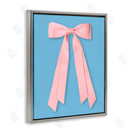 Jilly Jack Designs | Pink Satin Bow on Blue