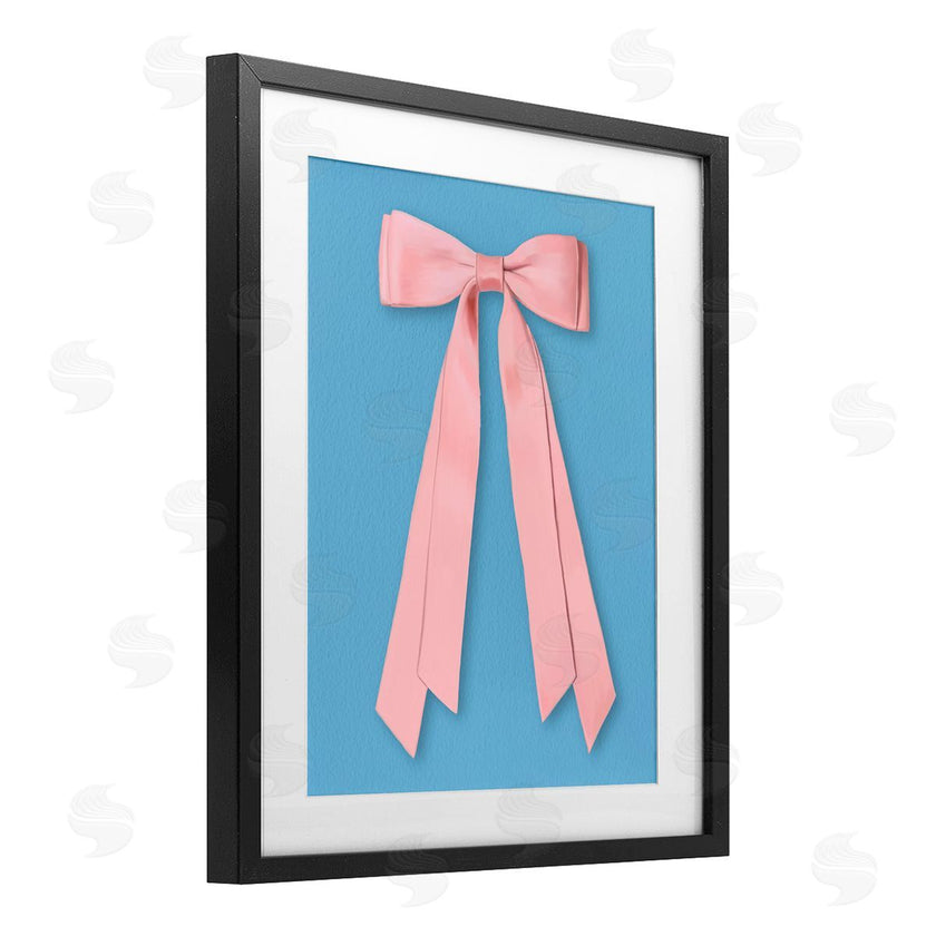 Jilly Jack Designs | Pink Satin Bow on Blue