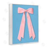 Jilly Jack Designs | Pink Satin Bow on Blue