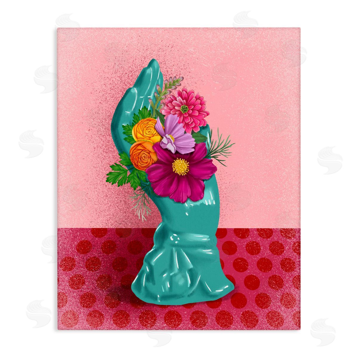 Jilly Jack Designs Vintage Hand Floral Sculpture Canvas Wall Art Print