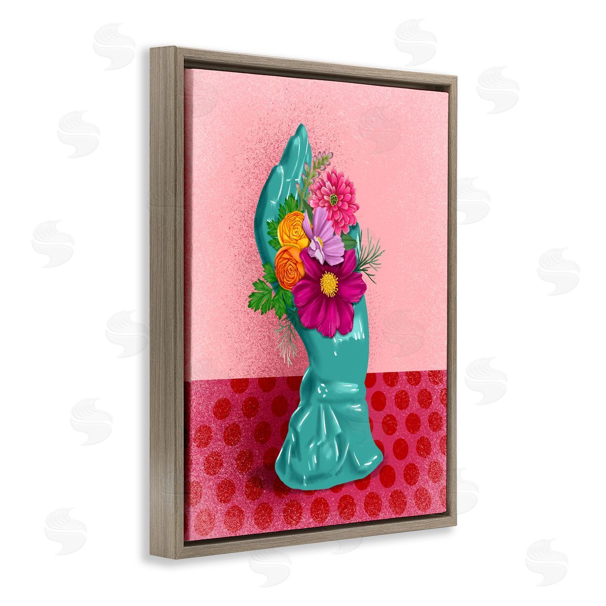 Jilly Jack Designs Vintage Hand Floral Sculpture Canvas Wall Art Print