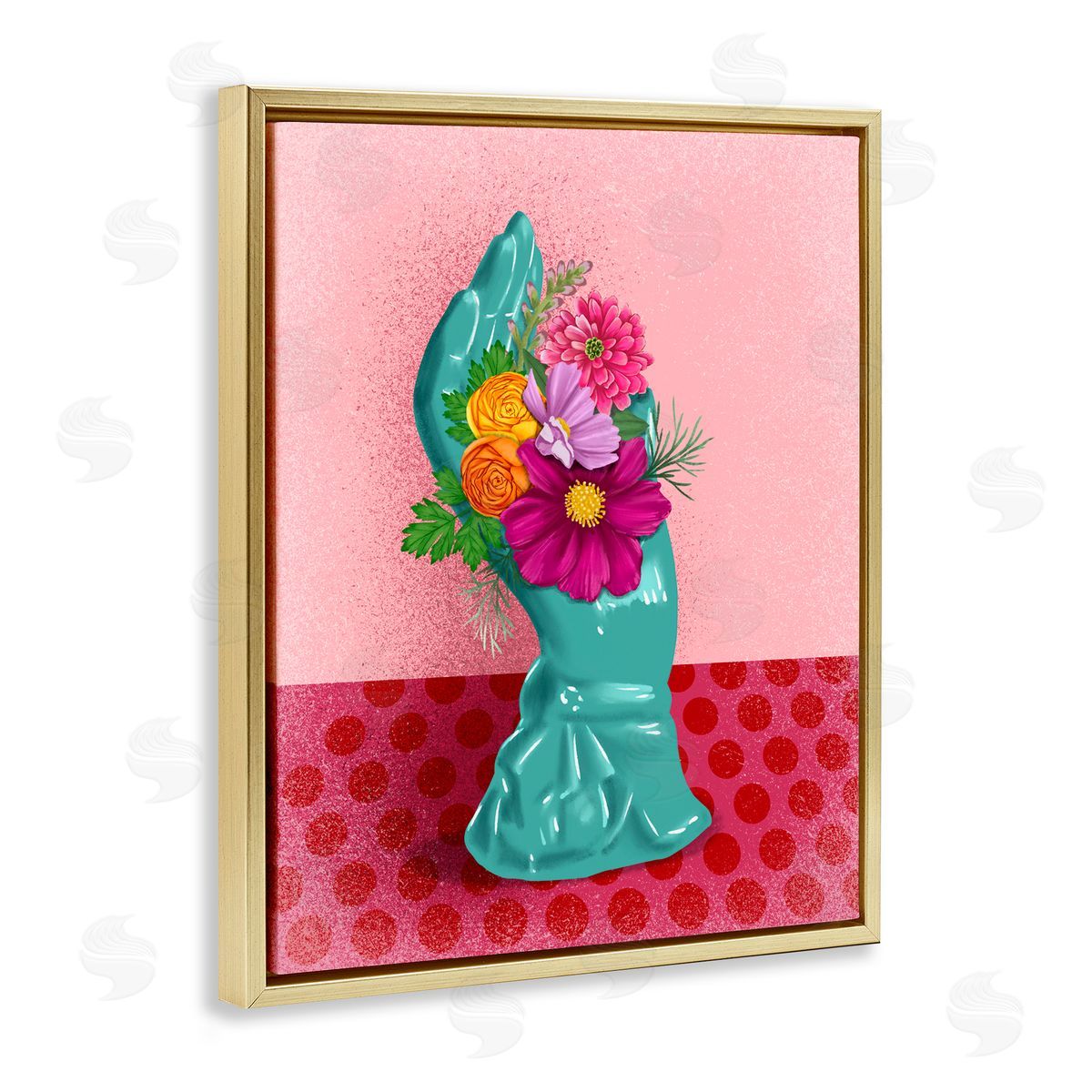 Jilly Jack Designs Vintage Hand Floral Sculpture Canvas Wall Art Print