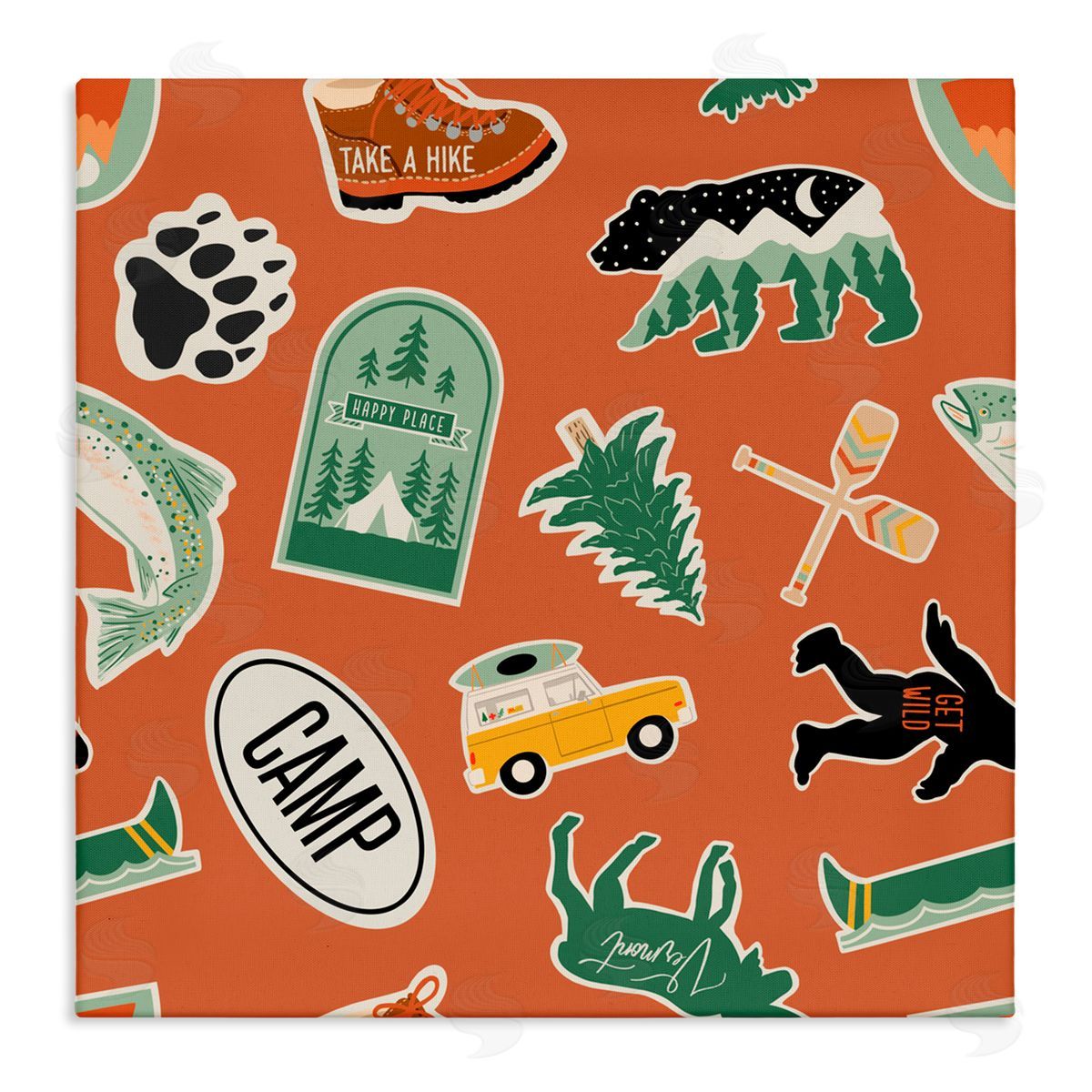 Jilly Jack Designs Outdoorsy Nature Sticker Shapes Canvas Wall Art Print