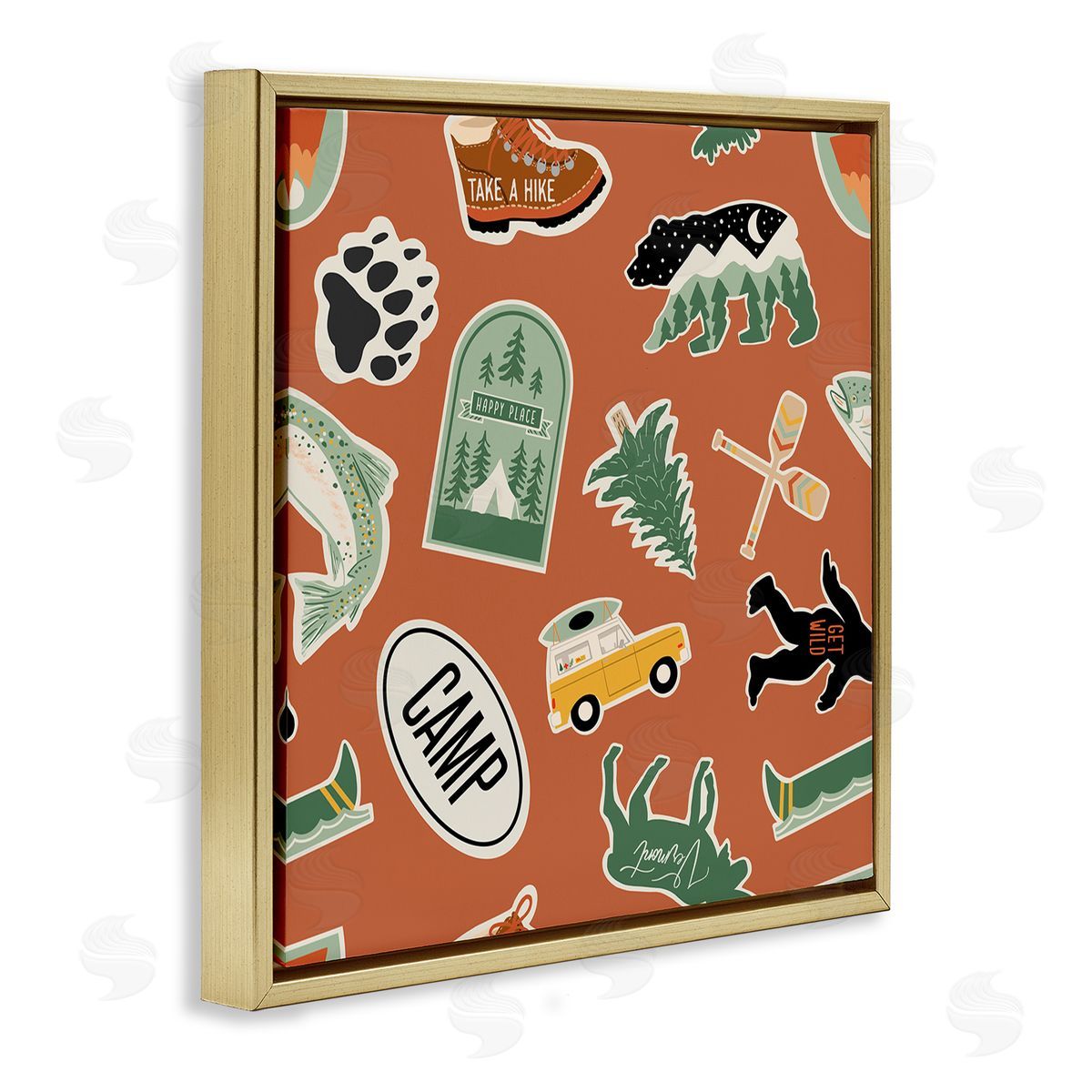 Jilly Jack Designs Outdoorsy Nature Sticker Shapes Canvas Wall Art Print
