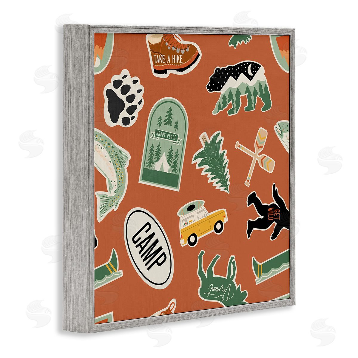 Jilly Jack Designs Outdoorsy Nature Sticker Shapes Canvas Wall Art Print