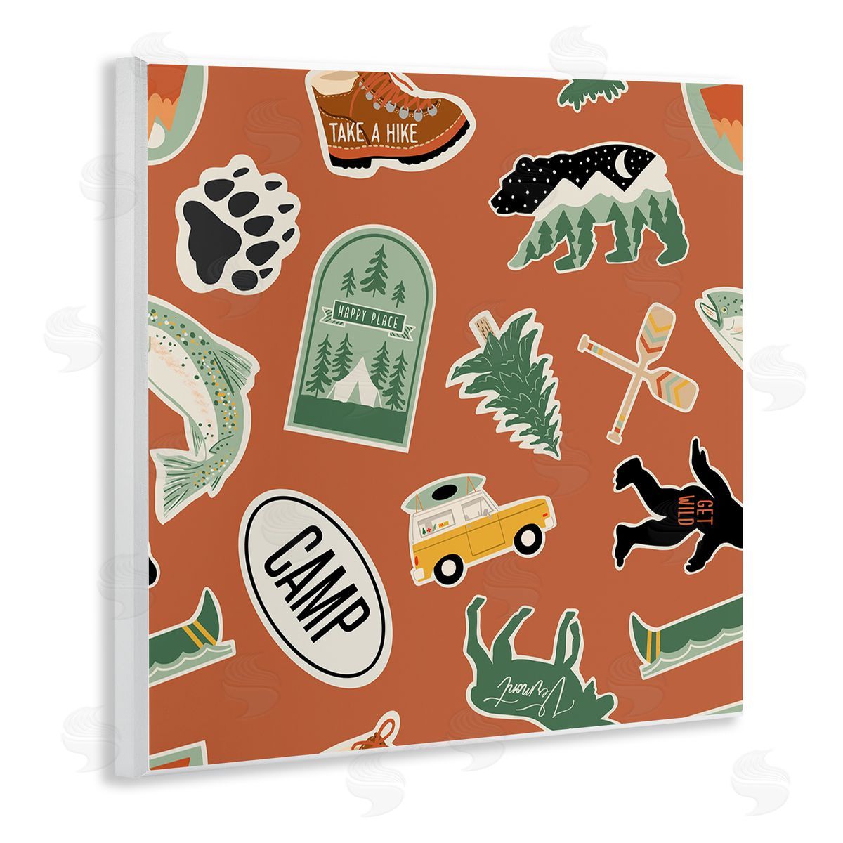 Jilly Jack Designs Outdoorsy Nature Sticker Shapes Canvas Wall Art Print