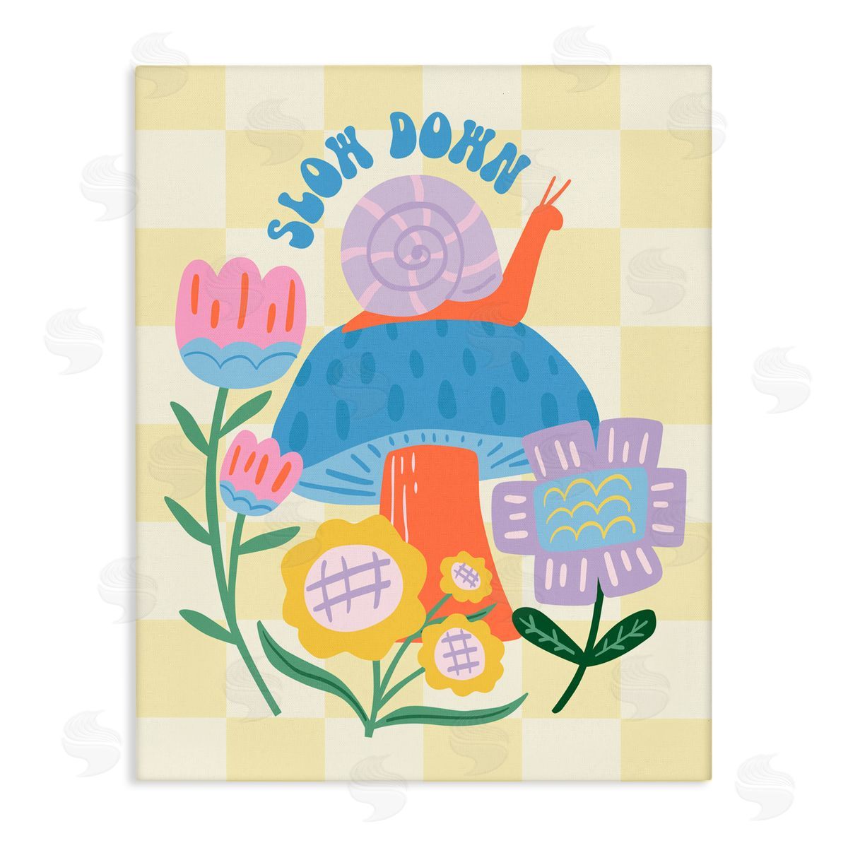 Jilly Jack Designs Slow Down Snail & Mushroom Canvas Wall Art Print