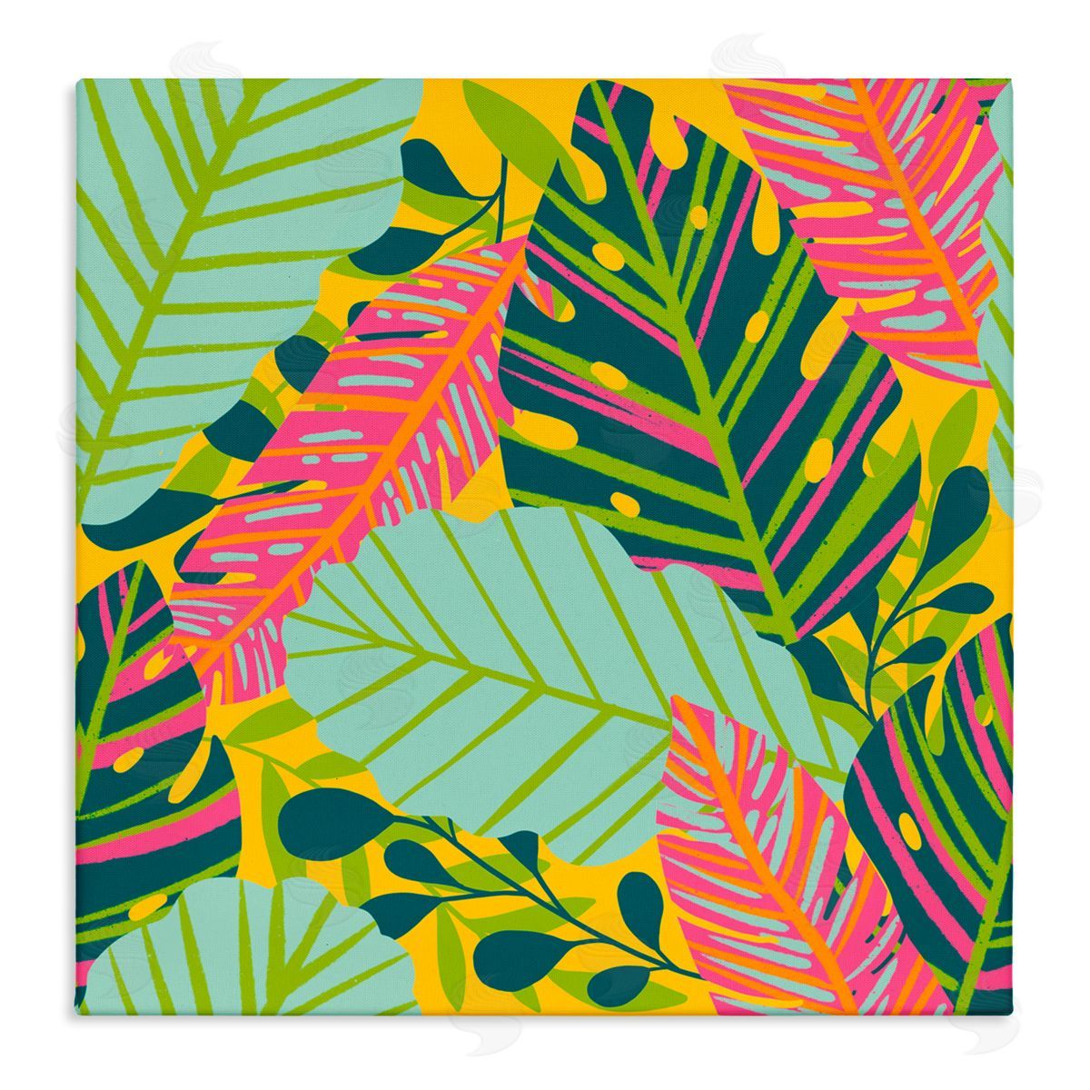 Jilly Jack Designs Tropical Leaf Toss Canvas Wall Art Print