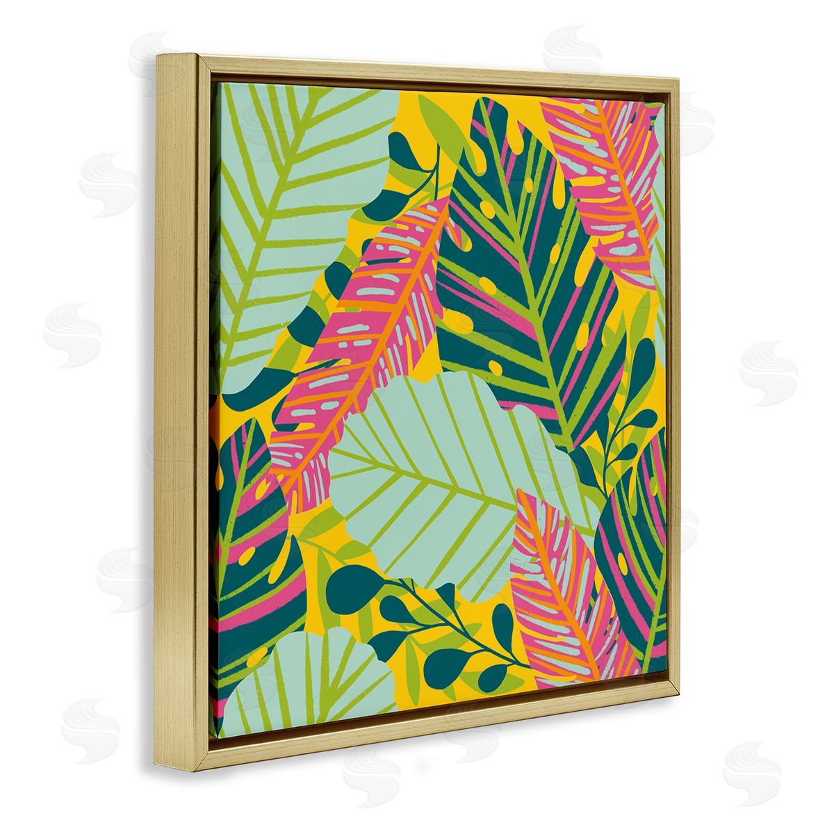 Jilly Jack Designs Tropical Leaf Toss Canvas Wall Art Print
