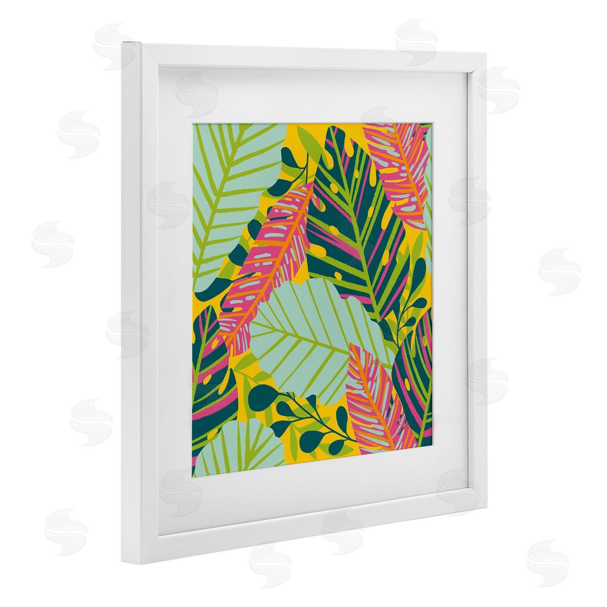 Jilly Jack Designs Tropical Leaf Toss Canvas Wall Art Print
