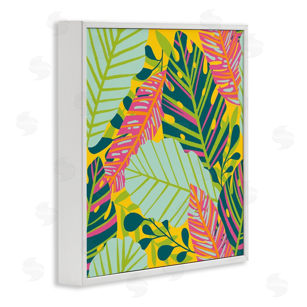 Jilly Jack Designs Tropical Leaf Toss Canvas Wall Art Print