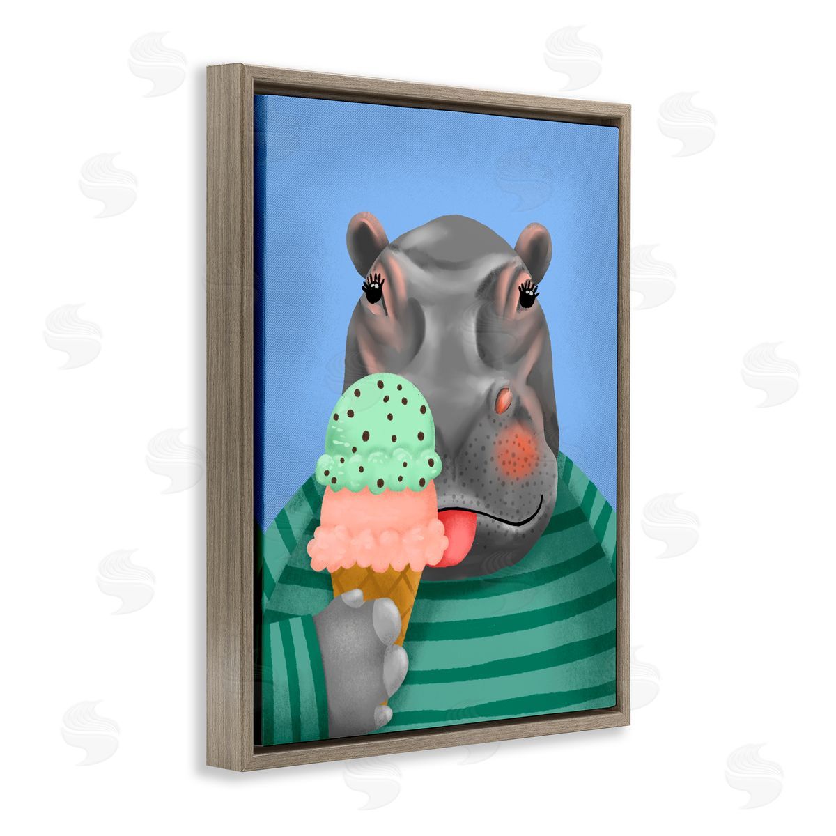 Jilly Jack Designs Hippo And Ice Cream Cone Canvas Wall Art Print