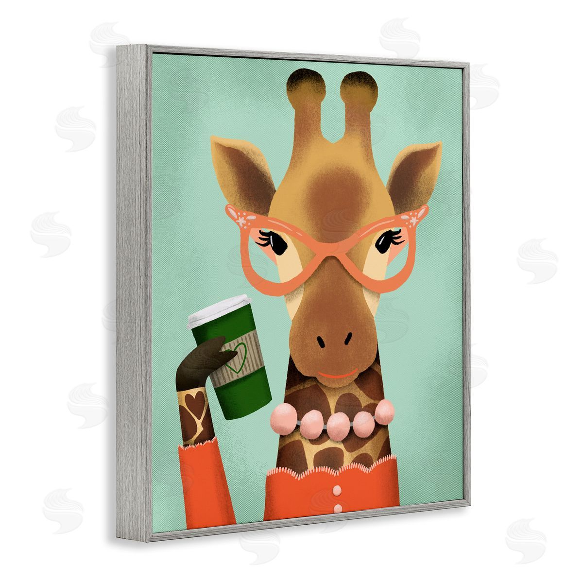 Jilly Jack Designs Stylish Giraffe & Latte Canvas Wall Art Print