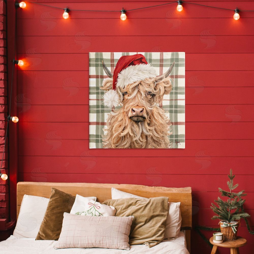 Ashley Bradley Holiday Wavy Haired Cattle Printed Wall Art in Room