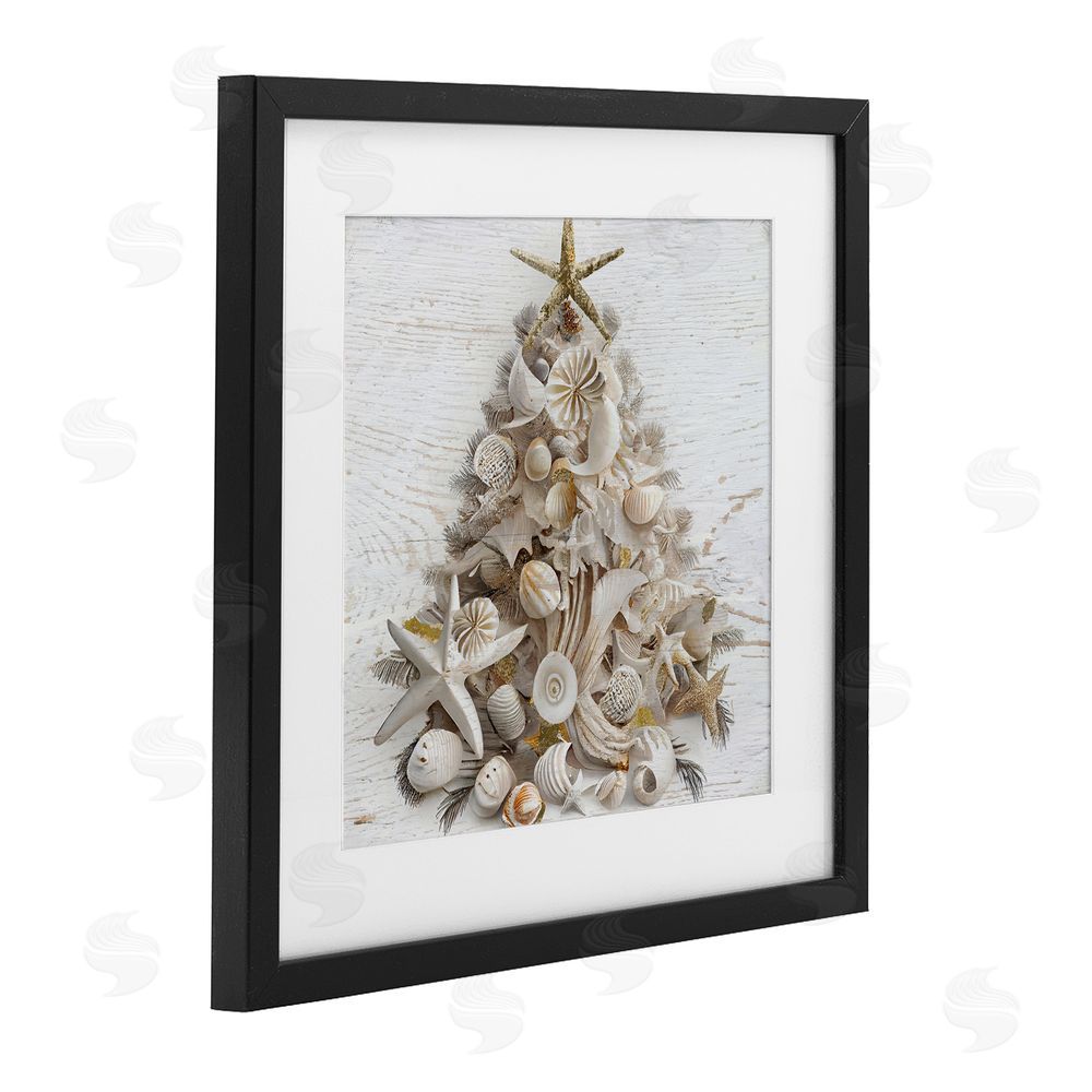 Sasha Beachy Shiplap Christmas Tree Black Framed Print Under Glass Art