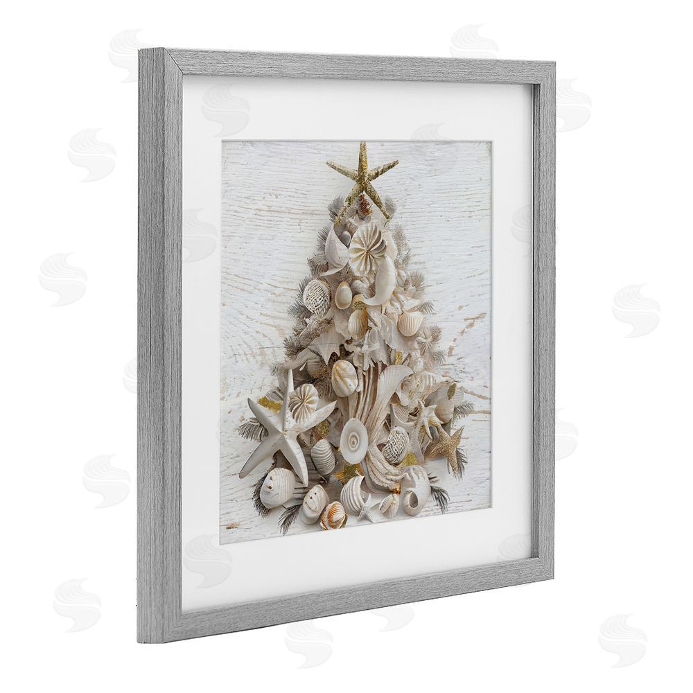 Sasha Beachy Shiplap Christmas Tree Gray Framed Print Under Glass Art