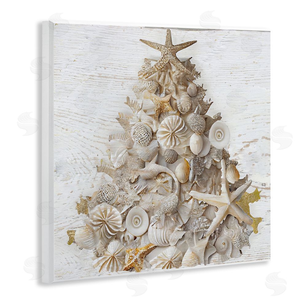 Sasha Rustic Holiday Seashell Tree Wall Plaque Art Print