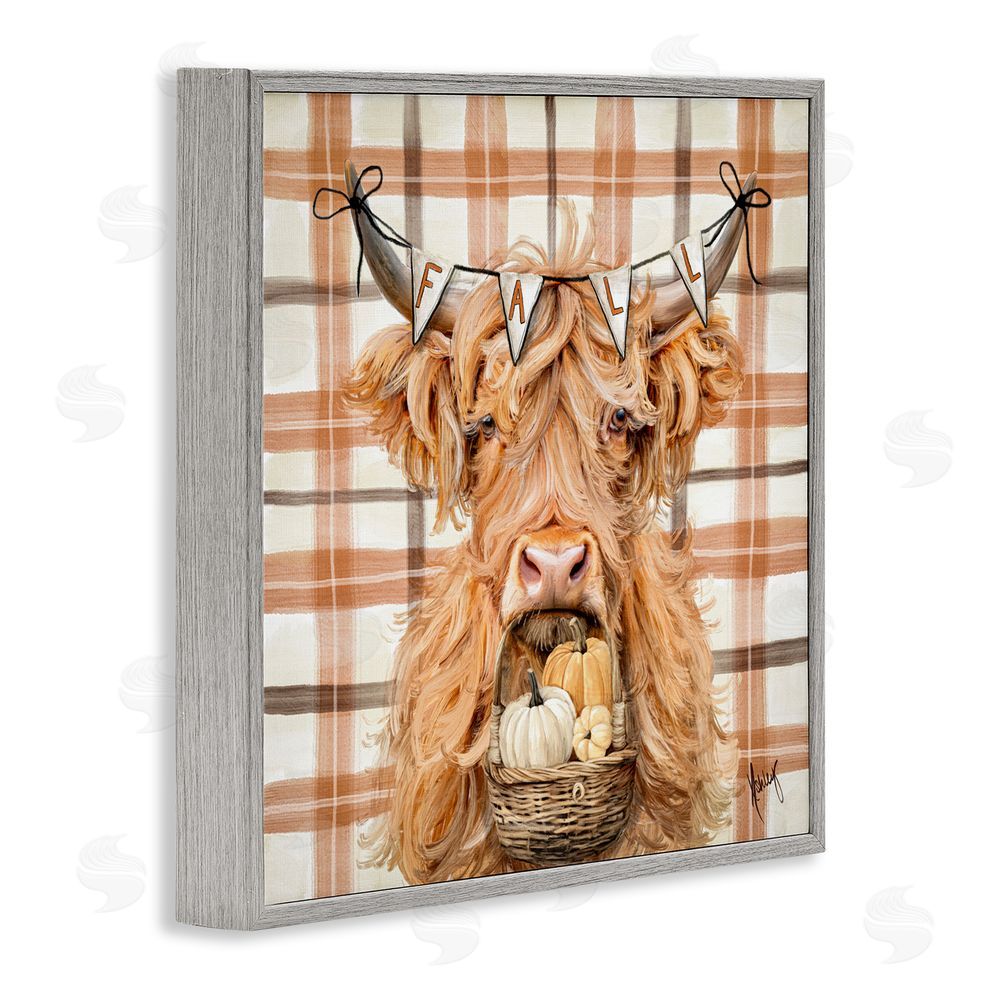 Ashley Bradley Autumn Harvest Cattle Gray Framed Giclee Art Print